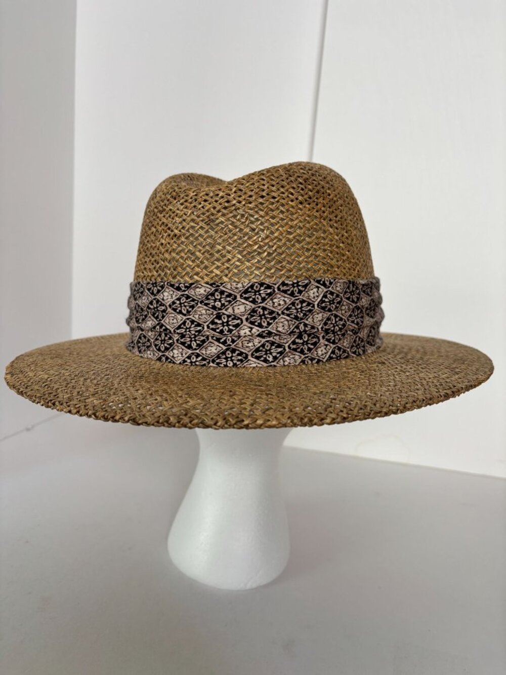 Stetson Straw Hat L XL Wide Brim Western Fedora Panama Style Made Mexico Summer - Picture 8 of 10